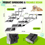 Dog Car Ramp for Large Dogs SUV, 5 Step Folding Dog Stairs with Non- Slip Surface & Reinforced Design, Foldable Pet Stairs Support Up to 200lbs- Suitable for SUV, Truck, Sofas, Bed