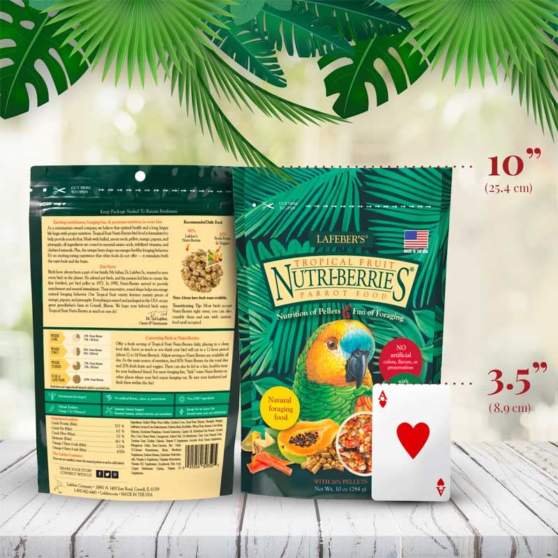 LAFEBER'S Tropical Fruit Nutri-Berries Pet Bird Food, Made with Non-GMO and Human-Grade Ingredients, for Parrots (10 oz Pack of 2)