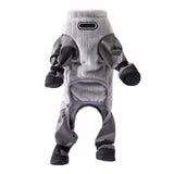 Dog Winter Coat, Waterproof Insulated Quilted Full Body Suit with Attached Boots for Small Medium Dogs, Reflective Outdoor Walking Snow Outfit (Grey, L)