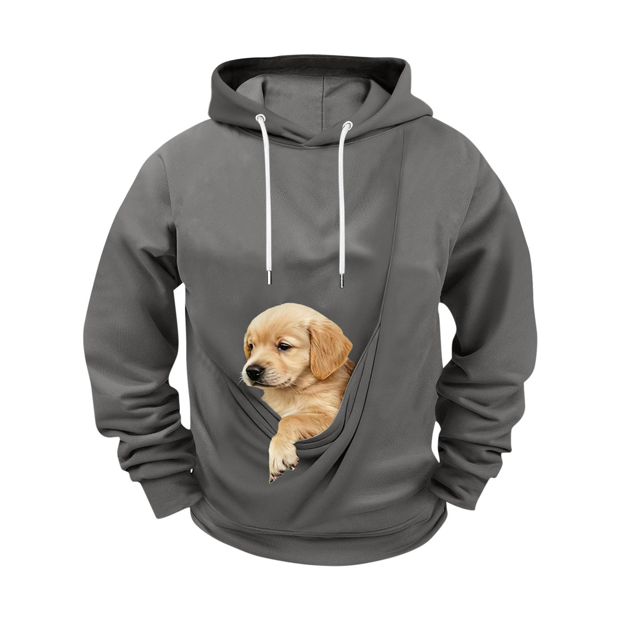 Mens Pet Pouch Hoodies Functional Carrier Sweatshirt for Small Dogs & Cats Soft Fleece Pet Lovers Pullover Dark Gray