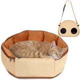 2-in-1 Convertible Pet Sling Carrier & Bed - with Breathable Mesh, Adjustable Strap & Pocket，for Travel, Vet Visit & Home Use, Up to 22lbs (KAKI)