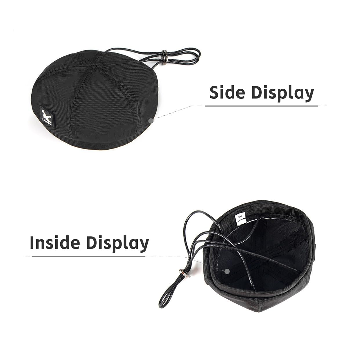 MANON ROSA Dog Beret Hat Military Style– Adjustable Halloween Pet Costume Cap Hair Accessory Photo Prop for Small & Medium Dogs Puppies Cats Kittens (Black,Medium)
