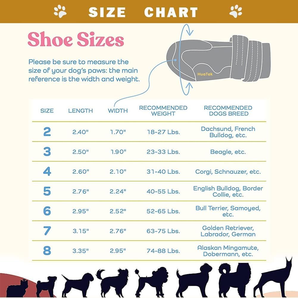 PK.ZTopia Waterproof Dog Boots, Dog Outdoor Shoes for Medium to Large Dogs with Two Reflective Fastening Straps and Rugged Anti-Slip Sole (2.95" x 2.52",Black 4PCS).