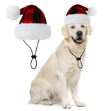 Queenmore Dog Christmas Hat, Dog Santa Hats for Large Dogs, Pet Soft Plush Santa Clause Hats for Cats, Funny Festive Xmas Costume Headwear for Small Medium Large Dogs with Adjustable Band, L Red
