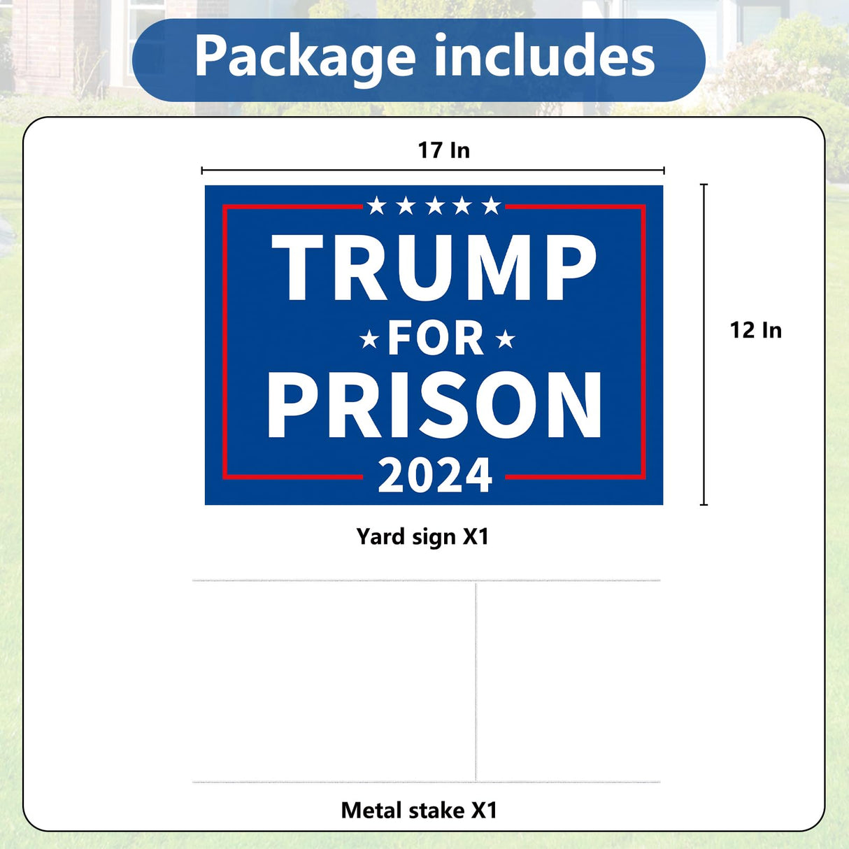 Probsin Anti Trump Yard Sign with Metal H Stakes Double Sided 12" x 17" Trump for Prison 2024 Blue Signs Outdoor Decorations for Indoor Outdoor Lawn, Garden, Window, Party Supplies