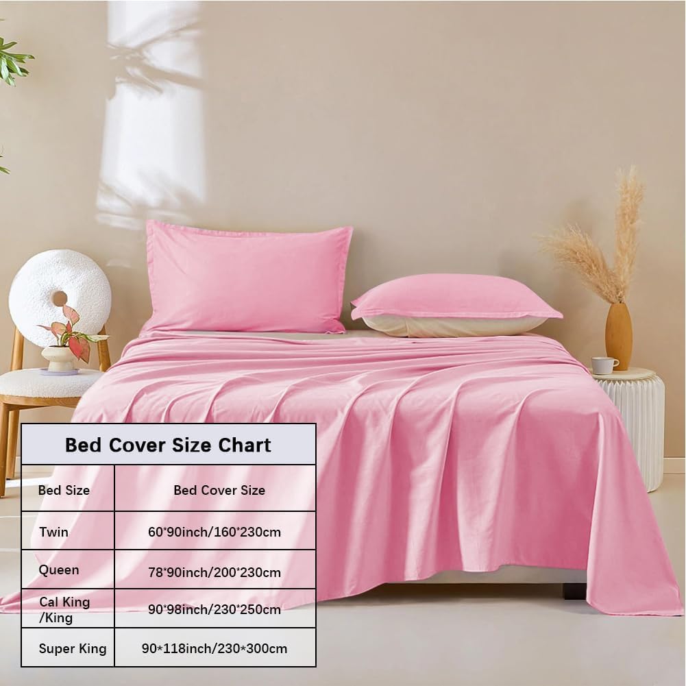 DUJUIKE Waterproof Bed Cover for Dog and Cats,Pet Hair Resistant Bed Sheet Cover, Protective Bed Liner Cover with 100% Waterproof Breathable Thin Fabric (Pink, Super King 90 * 118 inch)