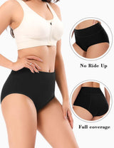 Molasus Incontinence Underwear for Women High Absorbency Period Leakproof Cotton Underwear Heavy Flow Menstrual Protective Panties Bladder Control Briefs 3 Pack,Black,Large