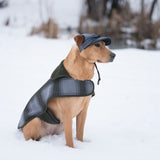 Stormy Kromer Fleece Dog Jacket, Gray/Black Plaid, Small