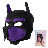 Womalen Adults Neoprene Puppy Hood Mask Pup Play Gear, Removable Cosplay Dog Full Face Pup Hood Pup Mask (Purple)