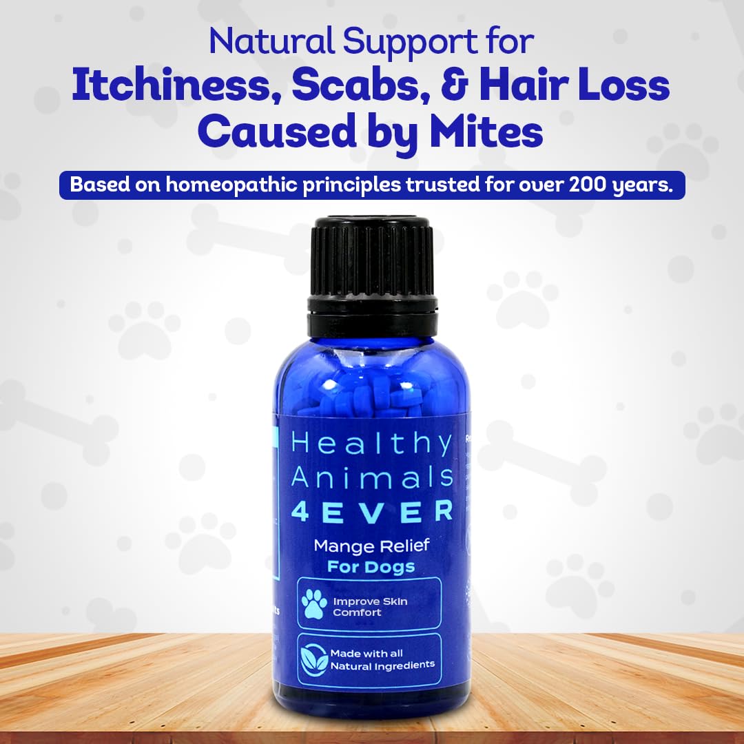 HA4E - Mange Relief for Dogs - Treatment for Itchiness, Scabs, & Hair Loss Caused by Mites - All-Natural, Homeopathic, Non-GMO, Organic, Gluten, Preservative & Chemical Free - 300 Tablets