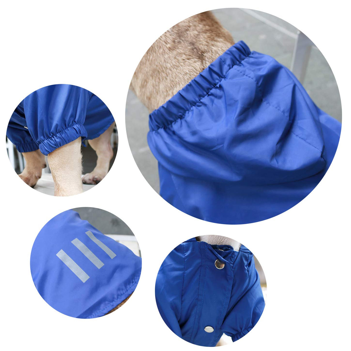 iChoue Dog Cold Weather Coats Water Resistant Raincoats Lightweight Windbreaker Hooded Jackets for French English Bulldog Pitbull Pug Boston Terriers Outdoor Rain Coat - Blue, X-Large