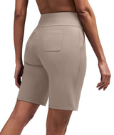 Alaroo Bermuda Athletic Workout Running Long Shorts for Women High Waisted Biker Yoga Hiking Outdoors Gym Track Sports Recreation Clothes Khaki XL