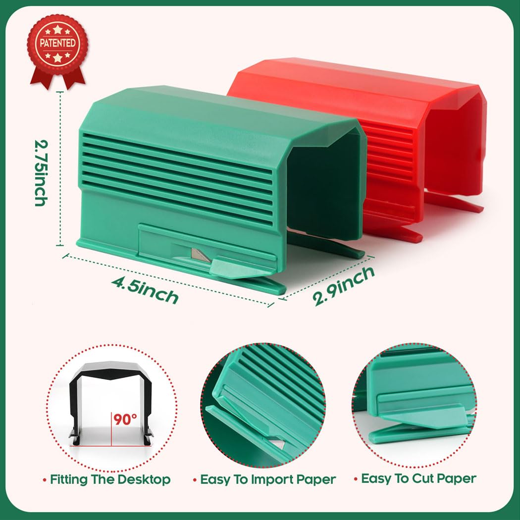 2PC Wrapping Paper Cutter Christmas Paper Roll Cutters Paper Cutter Slider Tool Set Christmas Gift Packing Wrapping Cutting Supplies for Crafting Birthday Gifts Wrap Rolls (1PC RED & 1PC Green)