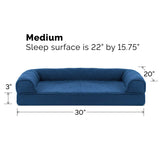 Furhaven Cooling Gel Dog Bed for Medium/Small Dogs w/ Removable Bolsters & Washable Cover, For Dogs Up to 35 lbs - Quilted Sofa - Navy (Blue), Medium
