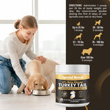 Organic Turkey Tail Mushroom for Dogs and Cats, 45% Beta Glucan Standardized, Hot Water Extracted Whole Fruiting Body, Third Party Tested, Immune and Gut Support, No Fillers, Made in USA, 660 ct