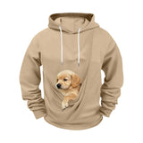 Men's Pouch Hoodie with Pet Pocket Long Sleeve Pullover Sweatshirt Kangaroo Casual Warm Hooded Winter Tops for Dog Cat Dog Carrier Soft Tops Fall Shirts