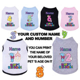 Custom Dog Birthday Shirt,Personalized Pet Apparel Print with Name Age Number,Pet Birthday Outfit,Lightweight Breathable Cotton Vest for Small Medium Large Dogs Cat (Pink, 7X-Large)