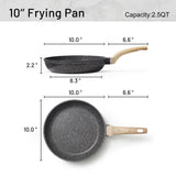 Non Stick Frying Pan Skillet, Omelet Pan, Healthy Non Toxic Granite Chef Pan, Induction Compatible Egg Frying Pan with Heat-Resistant Handle, PFOA-Free,Black, 10"