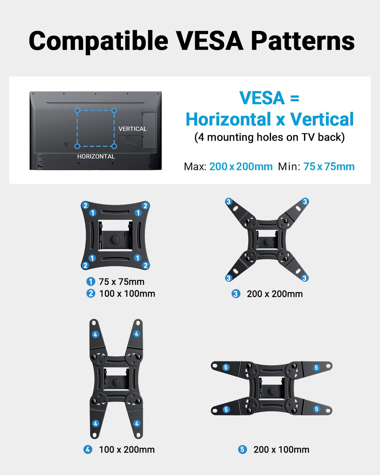 Full Motion TV Wall Mount for Echo Show 21/15 and 13-43 Inch Flat Curved Screen TVs & Monitors, Max VESA 200x200mm up to 44lbs, TV Mount Wall Bracket with Rotation Swivel Tilt Extension