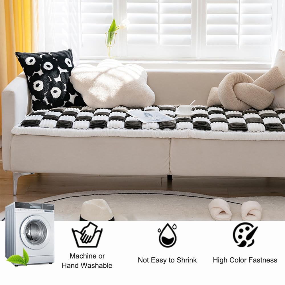 Awjcsv Couch Cover for Dogs Washable, Sofa Cover Protector, Couch Covers for 3 Cushion Couch Sofa Pet Friendly, Soft, Non Slip (27.6 x 82.7 Inch, Grey)