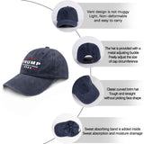 UQDGHT Trump 2024 Take America Back Unisex Adult Baseball Cowboy Hat (Washable) Black (One Size, Trump 2024 Take America Navy Blue)