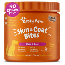 Load image into Gallery viewer, Zesty Paws Omega 3 Fish Oil for Dogs - Zesty Paw Dog Vitamins and Supplements for Hip, Joint &amp; Skin, Bacon (90 Chews)
