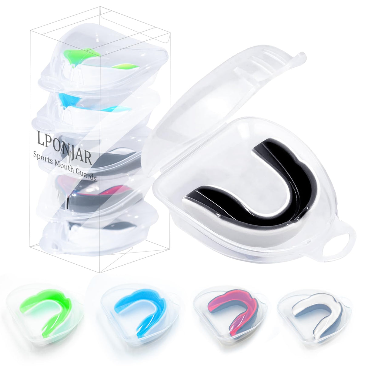 LPONJAR 5 Pack Toddler Kids Youth Moldable Sports Mouth Guard with Case