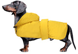 Dachshund Raincoat Clothes Jacket Dogs Waterproof fit for Dachshunds Weiner Long Back Breeds with Reflective Stripe Great Coverage Yellow M