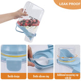 Brabtod Bird Seed Storage Container Portable-3 Qt/2.8 L Clear Plastic Pet Food Container-with Measuring Cup,Airtight Wild Bird Seed Dispenser for Storing Sunflower Seed|Squirrel proof|BPA Free-Blue