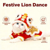 Chinese Lion Dance Dog Costume, Chinese New Year Dog Outfit, Spring Festival Pet Clothes Hoodie Coat (Light Pink,Large)