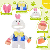 MuYaoPet Easter Bunny Dog Costume,3D Pet Rabbit Hat with Ears,Funny Cat Clothes Halloween Eater Party Mascot Outfit for Small Medium Dogs,Easter Egg Hunt Photo Props,L