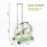 Transparent & Fully Breathable Hard cat Carrier with Rolling Wheels for Dogs, Cats, Multiple Carrying Options, Perfect for Traveling/Taking a Walk