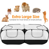 SlowTon Small Animals Playpen, Portable Large Chicken Run Coop with Detachable Bottom Breathable Transparent Mesh Walls, Foldable Pet Enclosure for Puppy Kitten Rabbits Indoor Outdoor(B,Flat Top)