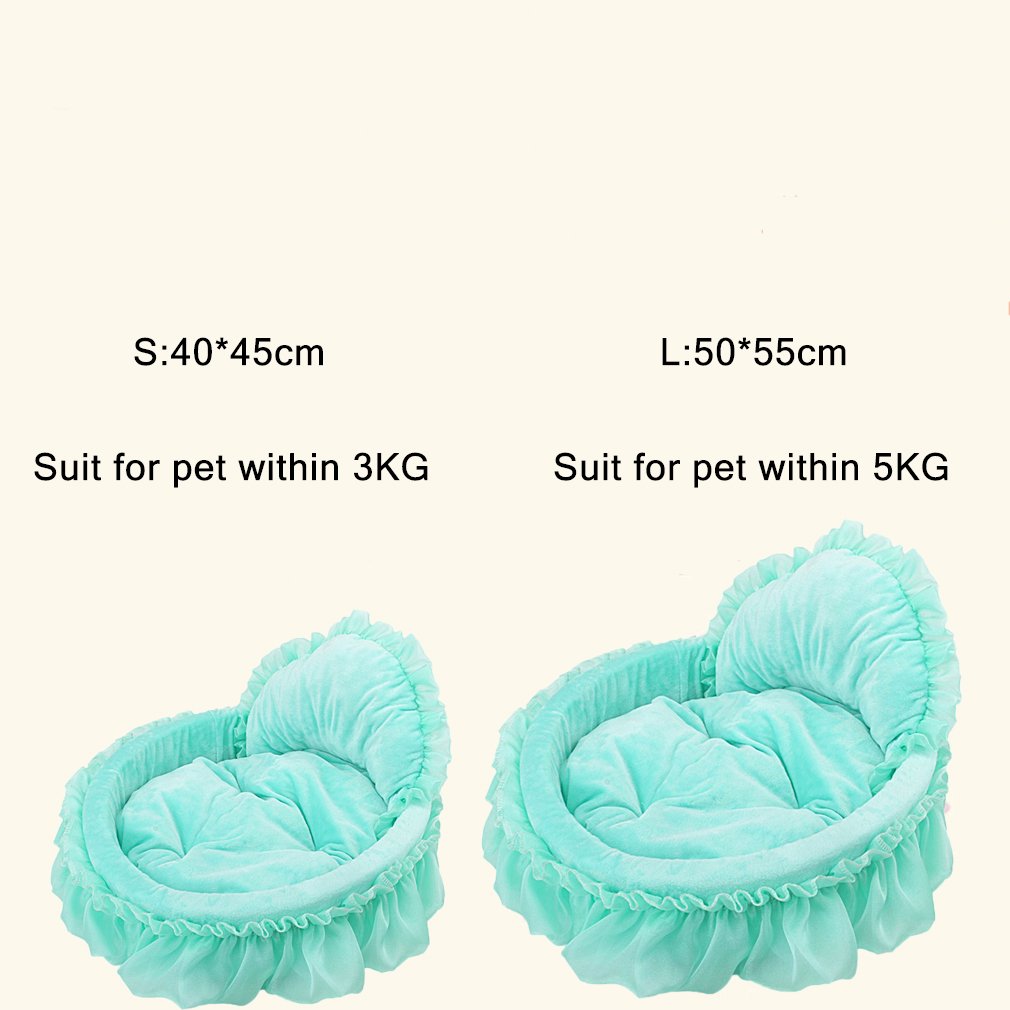 Cute Princess Pet Bed Bow-TIE Lace Cat Dog Bed (S, Green)