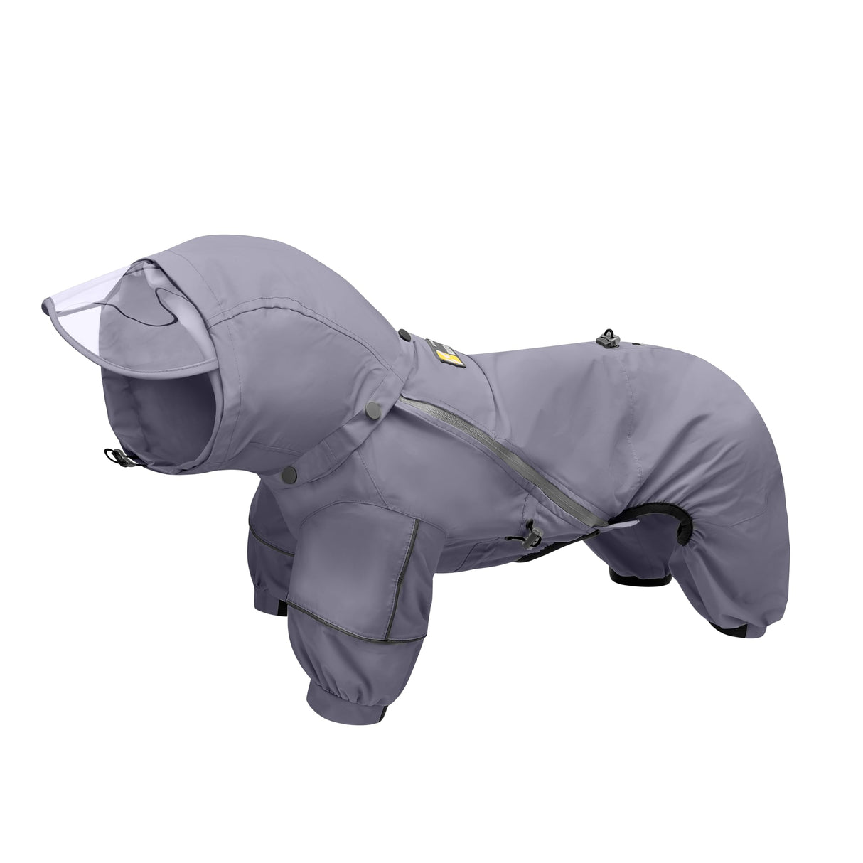 WOOFO Full-Coverage Dog Raincoat, Lightweight, Comfortable, Adjustable & Easy to Wear Dog Rain Jacket, Detachable Cap, Reflective Strip (Grey, Large)