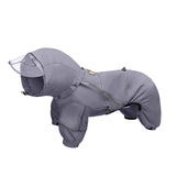 WOOFO Full-Coverage Dog Raincoat, Lightweight, Comfortable, Adjustable & Easy to Wear Dog Rain Jacket, Detachable Cap, Reflective Strip (Grey, Large)