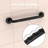 24 Inch Shower Grab Bar w/Anti Slip Rubber Grip, Munzong Black Stainless Steel Bathroom Grab Bar, Bathroom Balance Bar,Safety Handrail Support,Handicap Injury Elderly Senior Assist Bath Handle