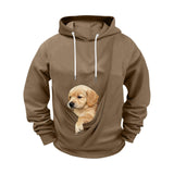 Pet Pouch Hoodie Men Kangaroo Pocket Dog Pouch Pullover Pet Carrier Sweatshirts Animal Holder Long Sleeve Casual Tops