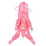SMALLLEE_LUCKY_STORE Cute Raincoat for Small Dogs with Hood and Boots Detachable Tail Puppy Botton Down Rain Jacket Full Boby 4 Leg Jumpsuit Waterproof Lightweight Clothes,Pink,S