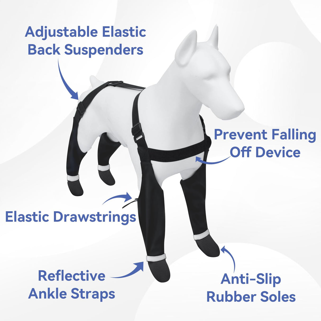 BillionChains Dog Boots with Adjustable Suspender, Anti-Slip Dog Shoes, Waterproof Paw Protector for Rainy, Snowy, Hot Pavement, L