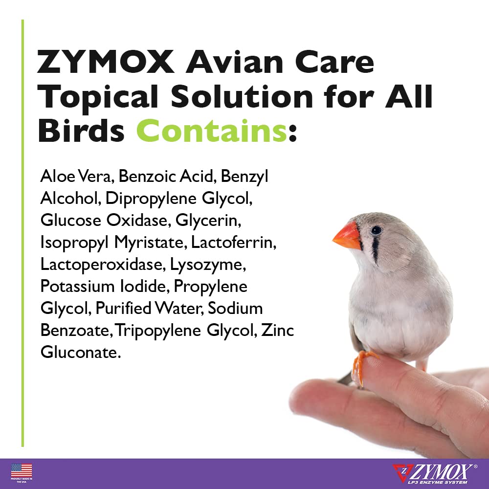 Zymox Avian Care Topical Spray for All Birds, 2 oz. – Soothes Irritated Skin & Supports Healthy Plumage for All Birds, Fowl & Poultry