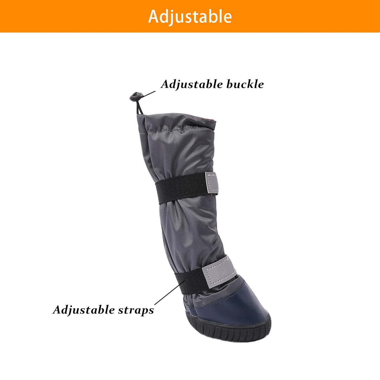 Adorepaw & Dog Rain Boots with Waterproof Material , Dog Winter Boots Keeps Your Pet Warm, Reflective Straps and Anti-Slip Sole, Dog Snow Boots for Snowy Day( 4PCS/Set )
