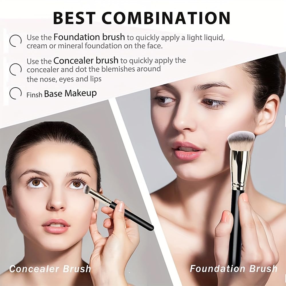 3 Professional Foundation Concealer Brushes for BB Cream, Designed for Contouring Makeup, Women'S Beauty Tools