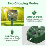 Solar Animal Repeller Outdoor 5 Modes Ultrasonic Animal Repeller with Motion Sensor and Flashing Light