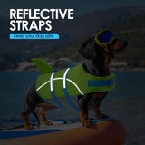 AOFITEE Medium Dog Life Jacket, Shark Life Jackets for Swimming Boating, Reflective Dog Swimming Vest with High Buoyancy, Pet Life Preserver with Rescue Handle for Medium Pets (Green M)