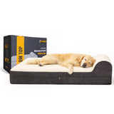 KOPEKS Jumbo Orthopedic Dog Bed - 7-inch Thick Memory Foam Pet Bed with Pillow with Removable Cover & Free Waterproof Liner - for Large Breed Dogs, XL, Brown-Plush Top