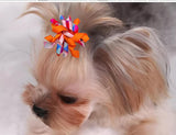 Tnasa 13 Pairs Elastic Dog Hair Bows with Rubber Bands Small Medium Dogs Pet Spiral Puppy Swirl Topknot Cat Festival Hair Accessories (Holiday Assorted)