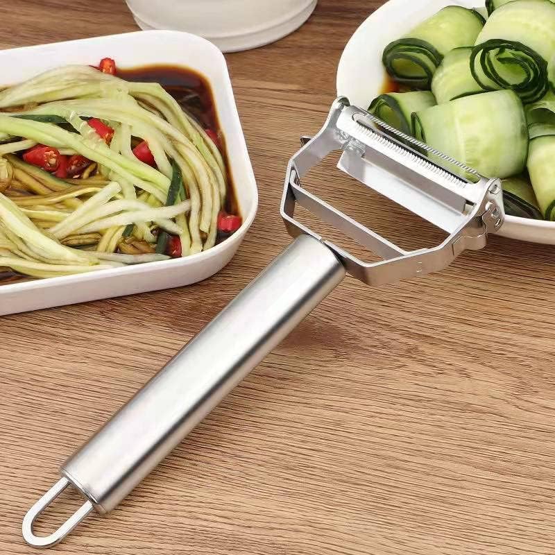 Julienne Peeler, Stainless Steel Vegetable Peeler, Double-Blade Vegetable Slicer, and Fruit Slicer