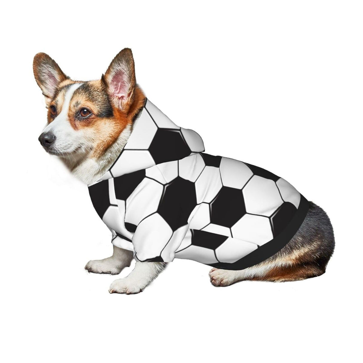 Soccer Ball White and Black Dog Hoodie Pet Clothes Sweaters with Hat