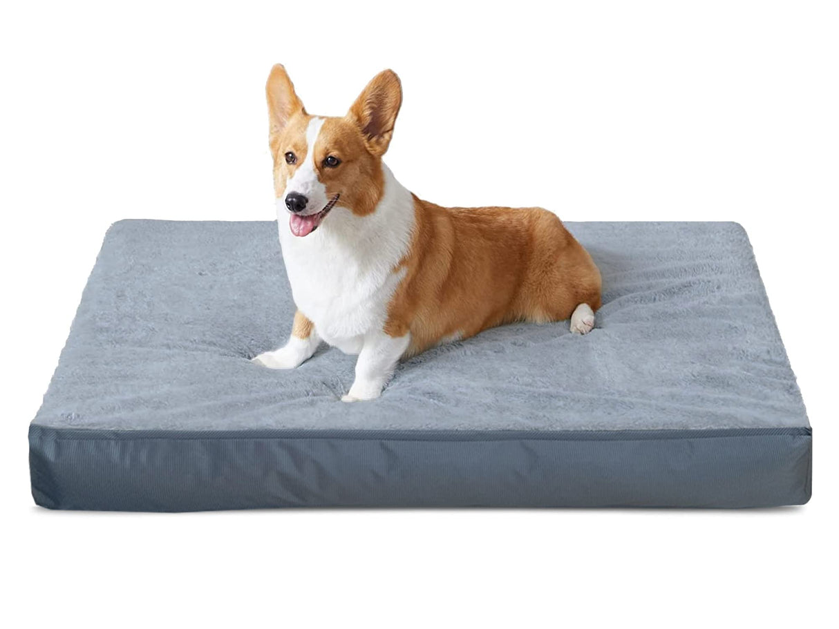 Dalema Dog Bed Cover 53L x 36W x 4H Inch,Heavy Duty Durable Waterproof Fluffy Soft Short Plush Replacement Dog Bed Covers,Washable Removable Pet Bed Mattress Cover with Zipper.Grey